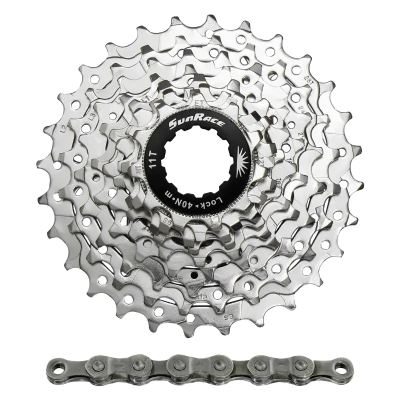 Cassette Et Chaîne (Pack) 9V. Sunrace R91 11-28 Route Pour Shimano Nickel Avec Chaîne Cnm94 116 Maillons (Livre En Boite) (11,12,13,14,16,18,21,24,28)
