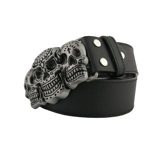 Ceinture biker - Triple têtes de mort