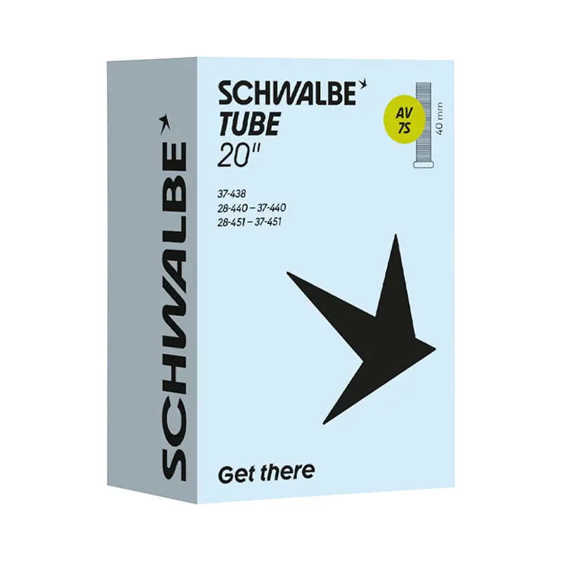 Chambre A Air Vélo 20 X 1 3-8 - 500 X 28A - Schwalbe Valve Standard Tout Alu (37-438 À 37-451) (Av7A)