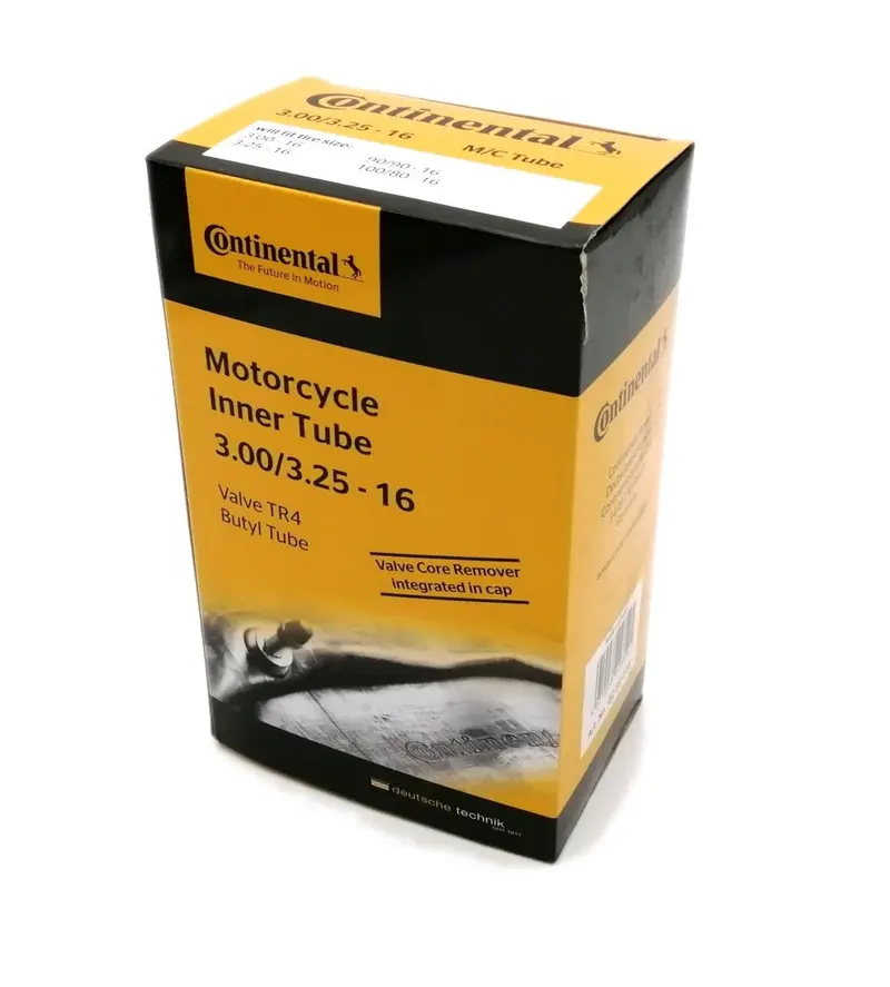 CHAMBRE AIR MOTO 16 3.00-3.25X16 - 90 / 90X16 CONTINENTAL (VALVE TR4 DROITE)