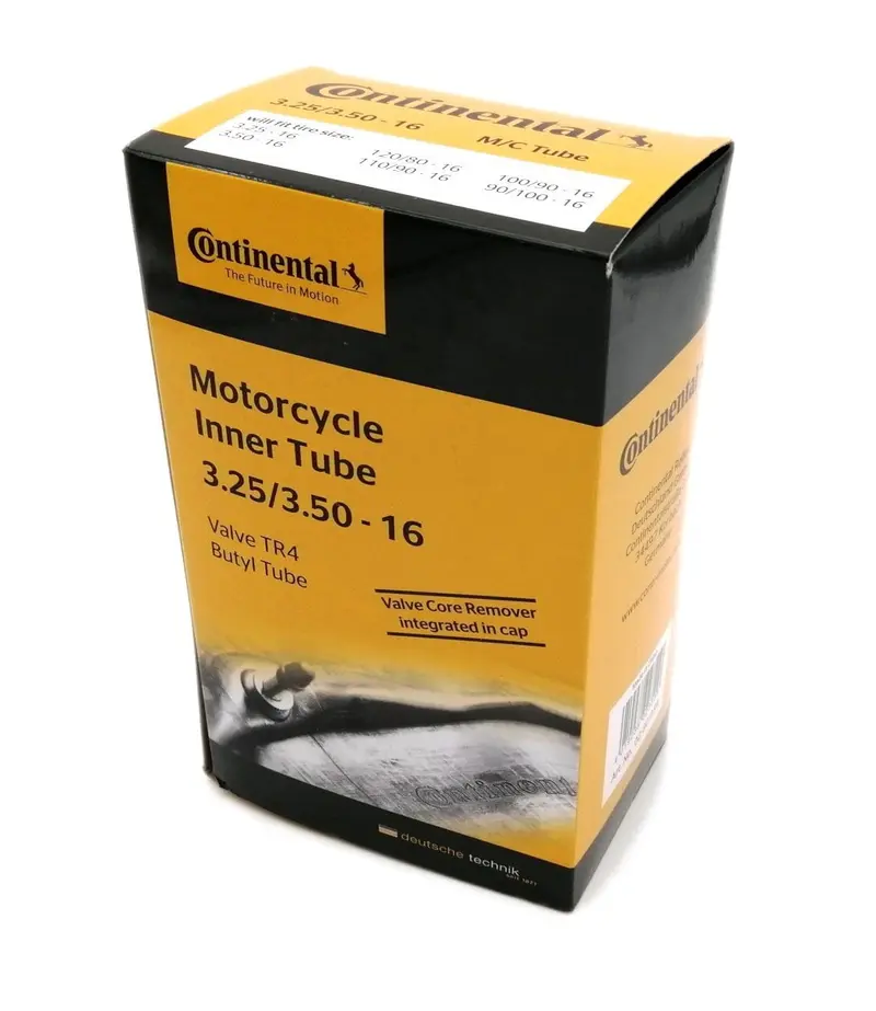 CHAMBRE AIR MOTO 16 3.25-3.50X16 - 100 / 90X16 CONTINENTAL (VALVE TR4 DROITE)