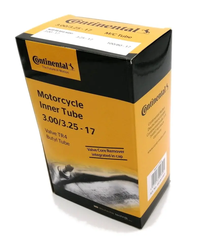 CHAMBRE AIR MOTO 17 3.00-3.25X17 - 100 / 110X80X17 CONTINENTAL (VALVE TR4 DROITE)