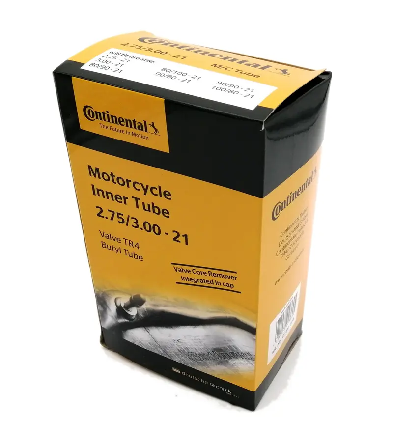CHAMBRE AIR MOTO 21 2.75-3.00X21 90 / 90X21 100 / 80X21 110 / 80X21 CONTINENTAL (VALVE TR4 DROITE)