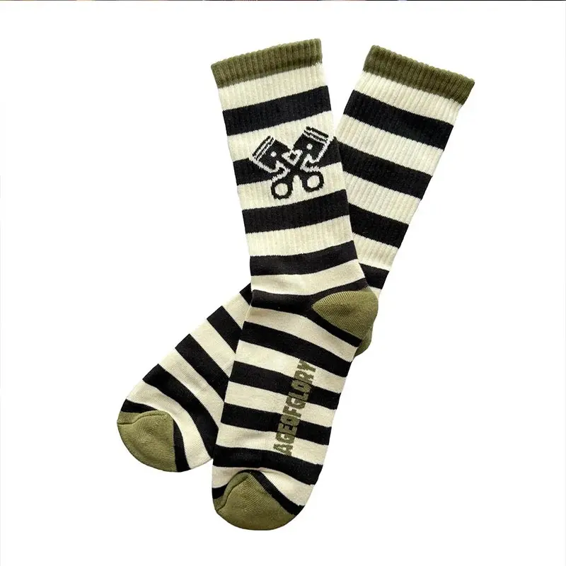 Chaussettes homme STRIPES noir/blanc cassé/vert olive | Age of Glory
