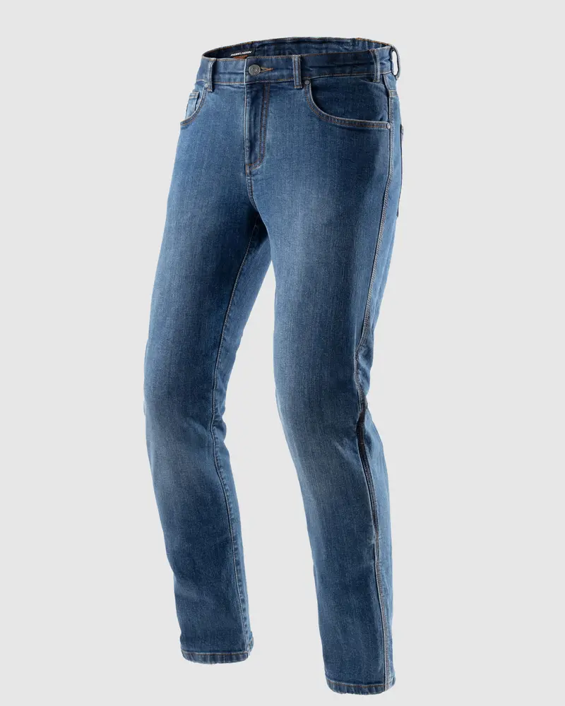 Classic Mono Jean Moto Bleu Délavé