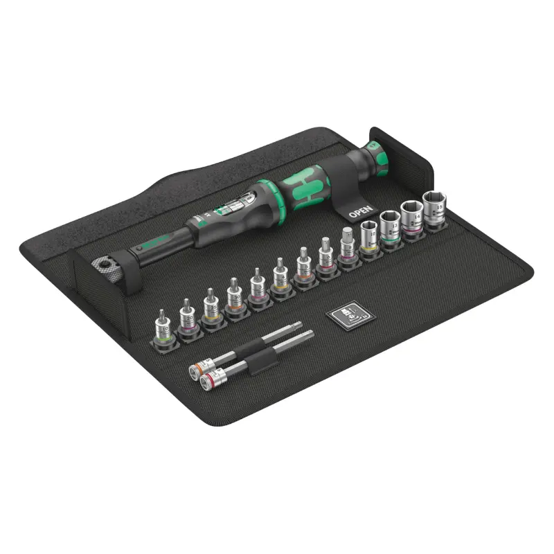 Clé Dynamometrique Wera Bicycle Torque A5 Carré 1-4 Serrage De 2,5 A 25 Nm Avec Douilles Et Embouts (Debrayable) Noir-Vert (Set 16 Pieces) -Marque Allemande Pour Les Ateliers-