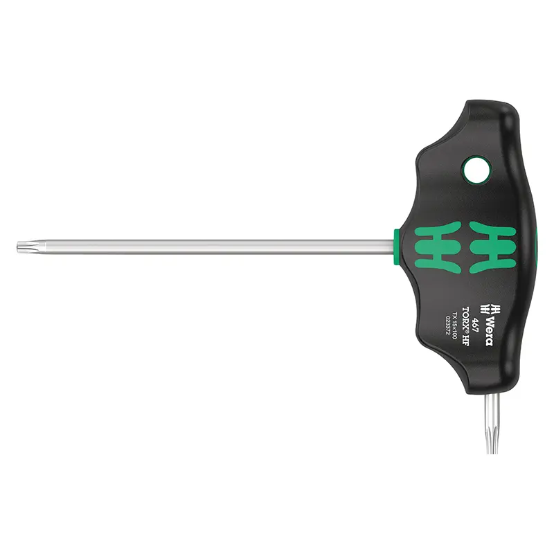 Clé Torx Manche En T Wera 467 Hf T15X100 mm Noir-Vert (Vendu A L'Unite) -Marque Allemande Pour Les Ateliers-