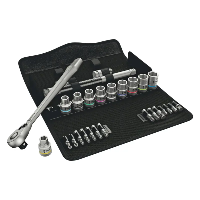 Cliquet Wera 8100 Zyklop Métal 1-2 Metrique Avec Douilles Et Embouts Chrome Moly (Set 28 Pieces) -Marque Allemande Pour Les Ateliers-
