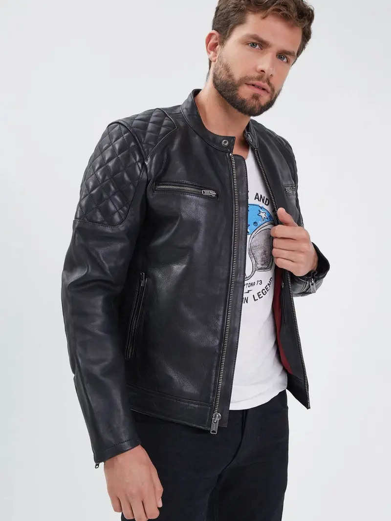 Cobalt - Blouson motard cuir homme