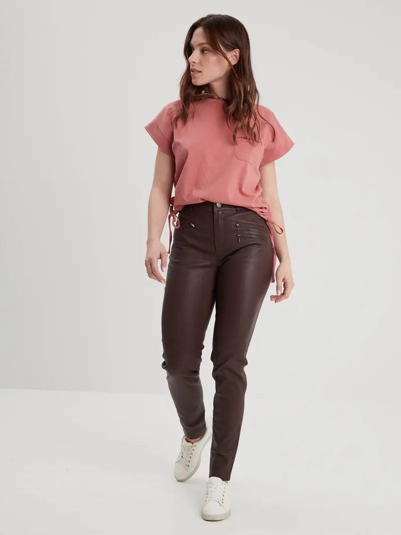 Dina - Pantalon stretch cuir femme