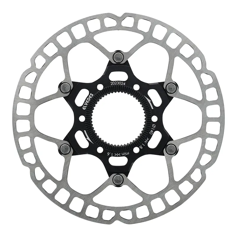 Disque De Frein Route - VTT Centerlock Elvedes 140 mm Acier Argent - Alu Noir (Ultra-Léger 99 G) -Épaisseur 1.8 mm-