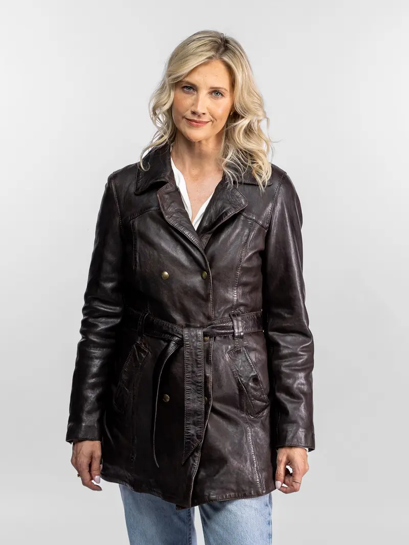 Ebert - Manteau trench cuir femme