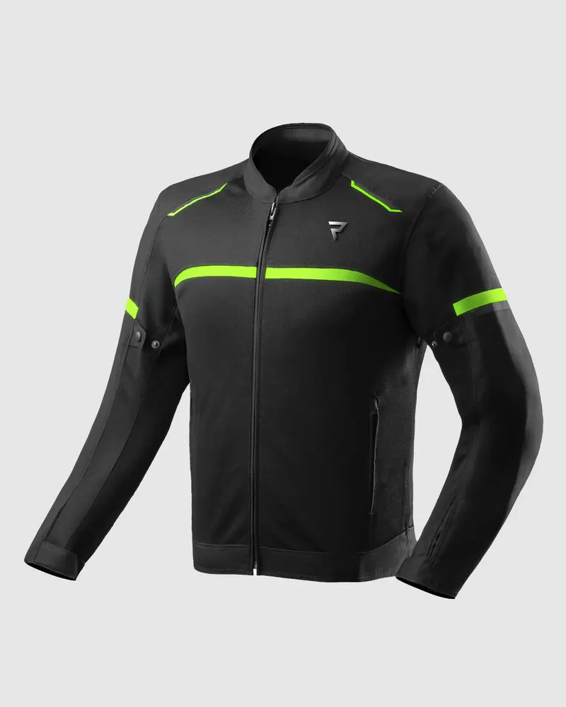 Echo Blouson Moto Noir, Jaune Fluo