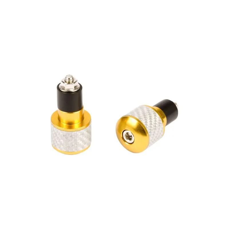 Embouts de guidon - 17mm carbone blanc et anodisés jaune