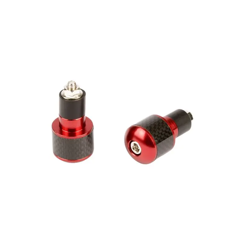 Embouts de guidon - 17mm carbone noir et anodisés rouge
