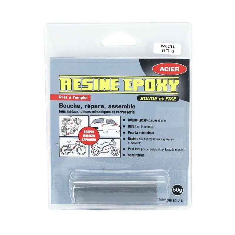 EPOXY RESINE/COLLE BLISTER PRESSOL 50g ACIER 145x30mm (VENDU A L'UNITE)