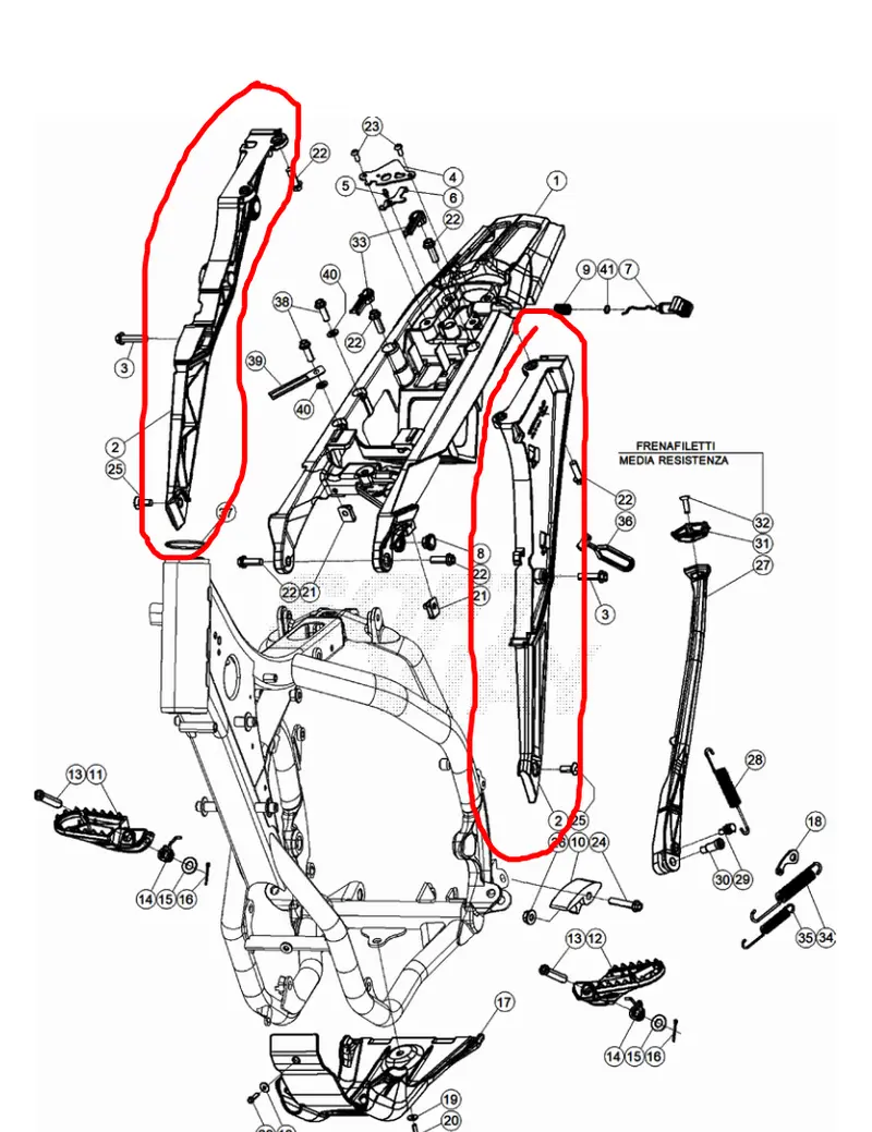 Fixation Inférieure Boucle Arrière Beta RR / Xtrainer 2020–2026 (Gauche + Droite) – Réf 037.32.060.00.59