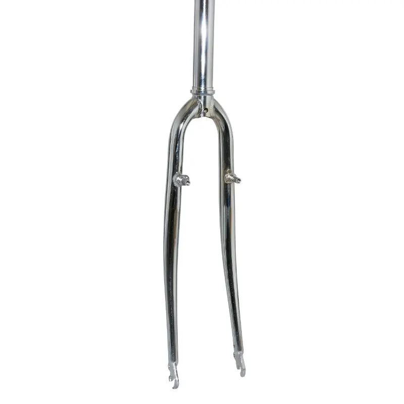 Fourche VTC 700X35 Rigide Cintree Acier Chrome Avec Tasseaux Pivot Lisse 1''1-8-28,6 Extérieur 300 mm