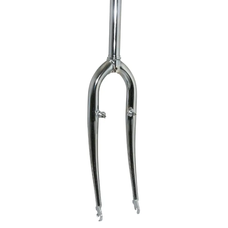 Fourche VTT 26'' Rigide Cintree Acier Chrome Avec Tasseaux Pivot Lisse 250 mm 1''1-8 - 28,6 mm Extérieur