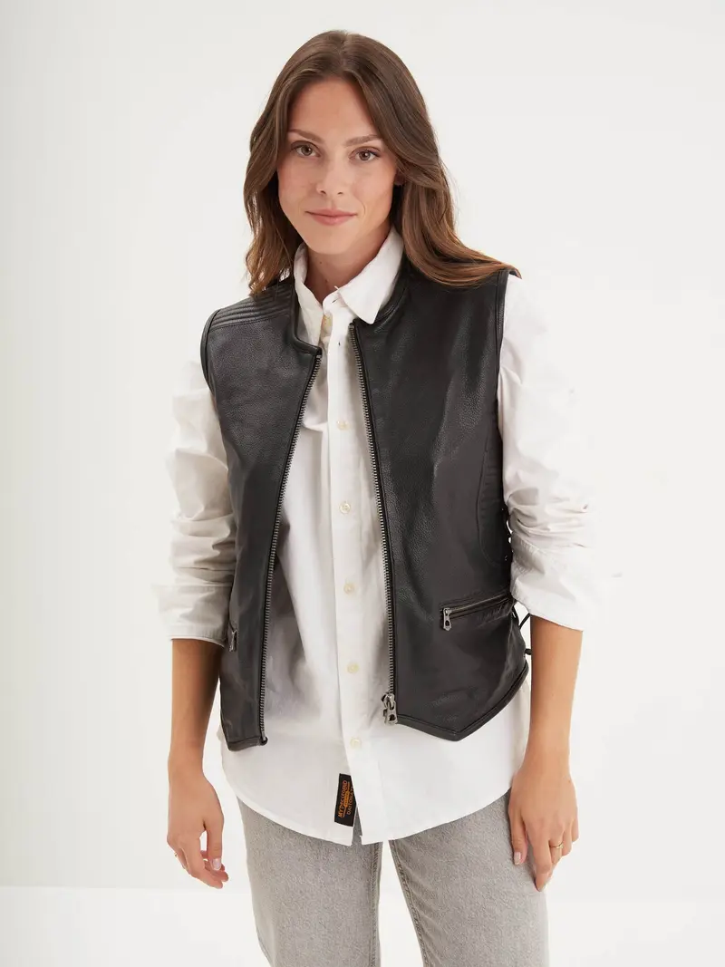 Free chapter - Gilet biker cuir femme