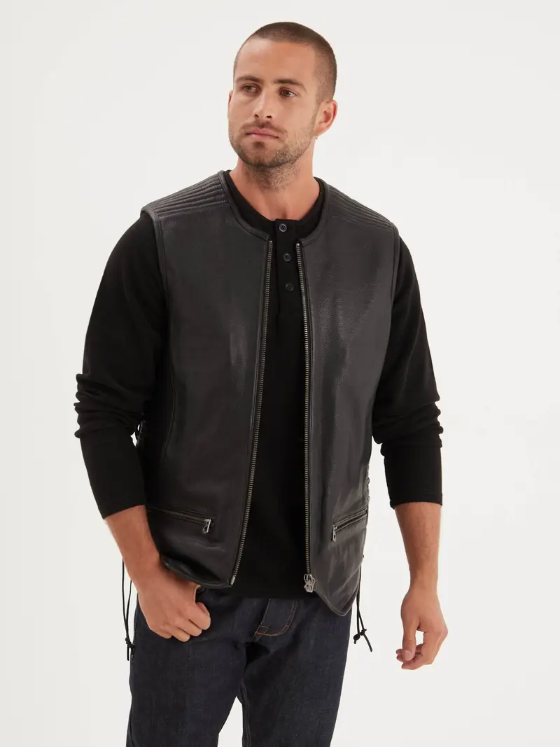 Free chapter - Gilet biker cuir homme