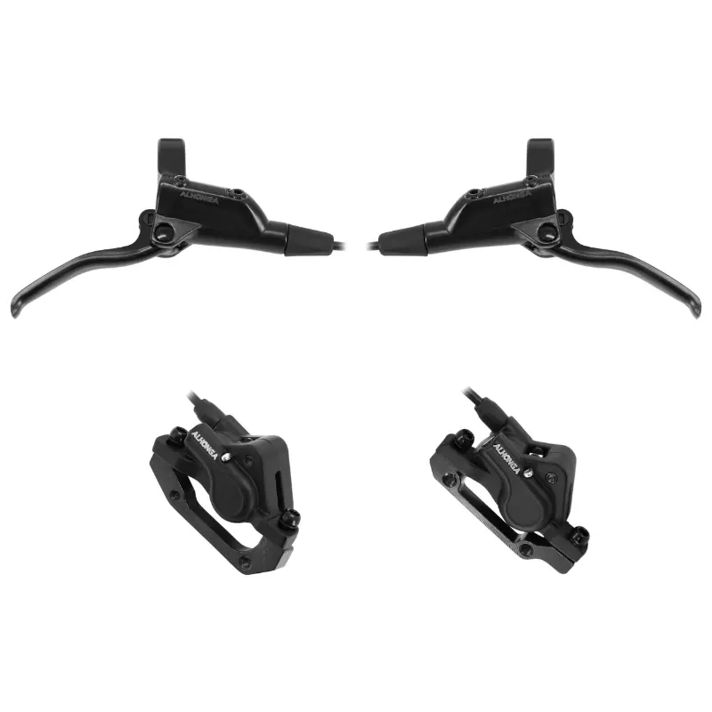 Frein A Disque VTT Hydraulique Alhonga Noir Kit Avant+ Arrière Sans Disque (Kit) - Durite Avant 800 mm Et Arrière 1500 mm -Utilise Huile Minerale-