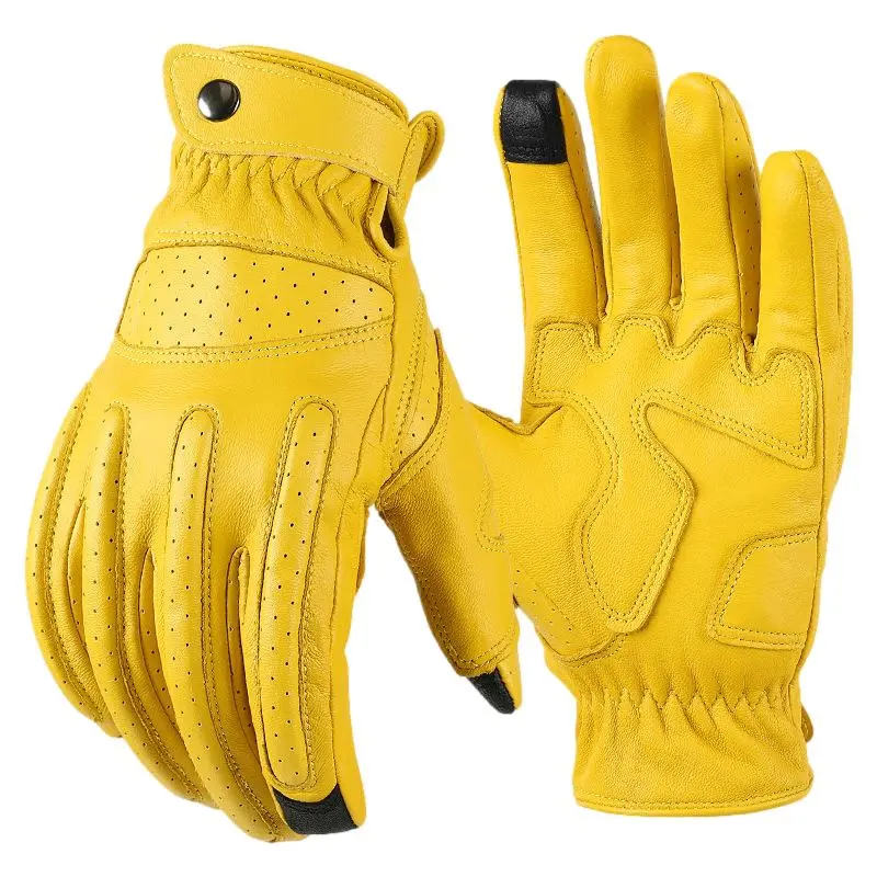 Gants moto cuir vintage été