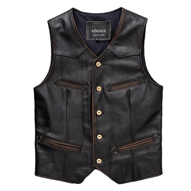 Gilet biker en cuir - Old vintage