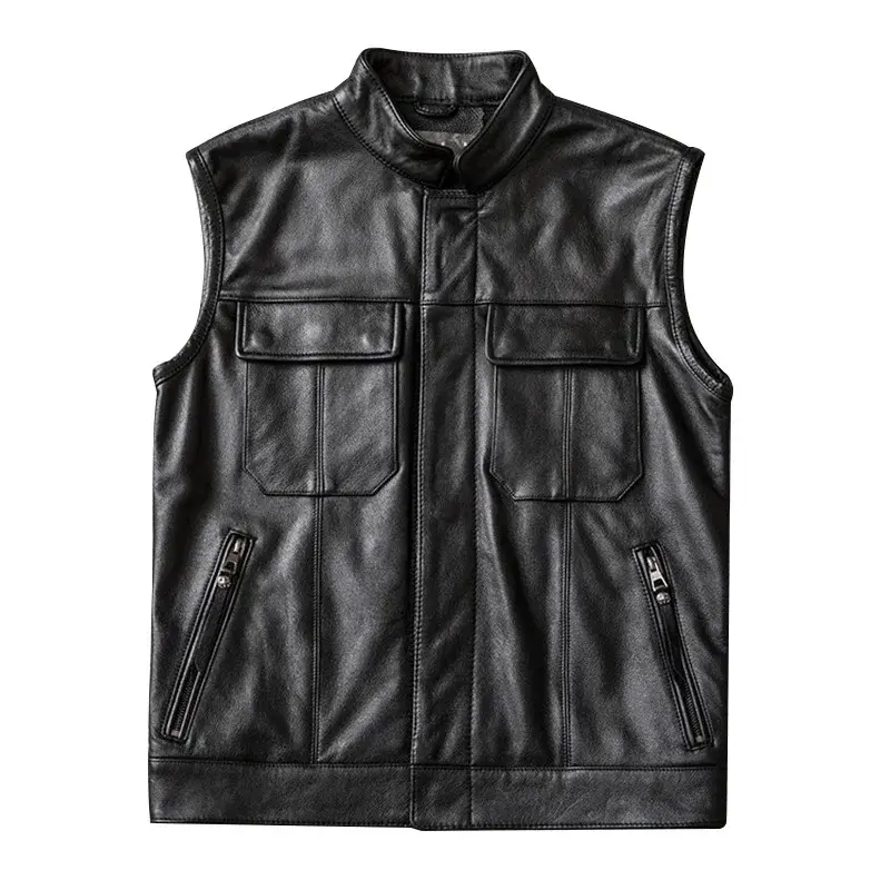 Gilet biker en cuir type SOA