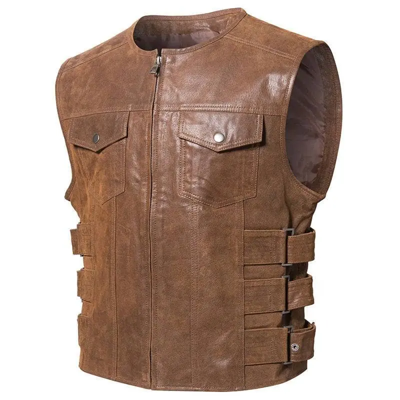 Gilet cuir biker - Arnold