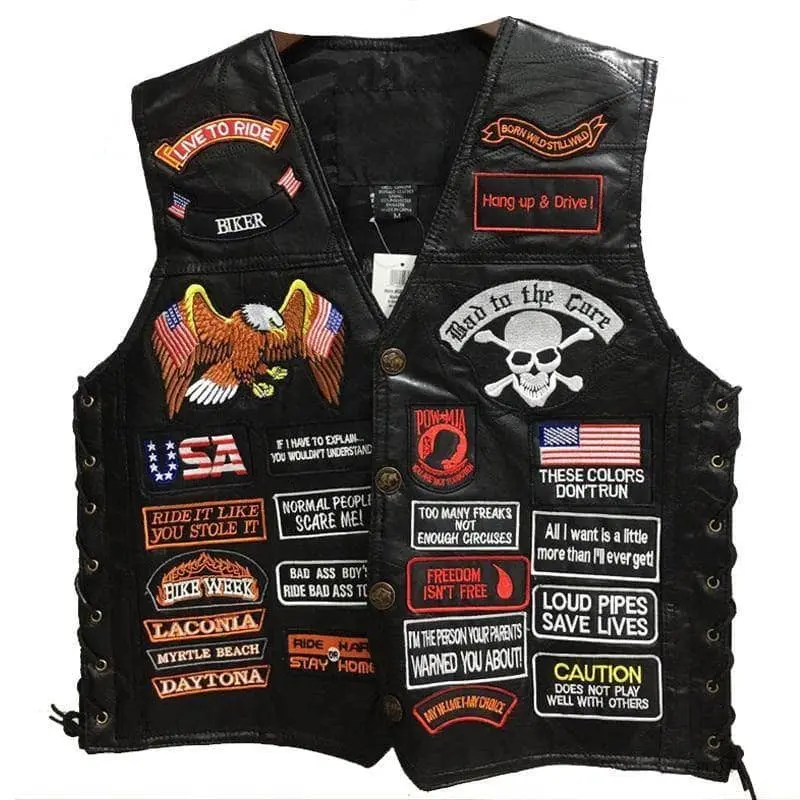 Gilet cuir biker - Live to ride