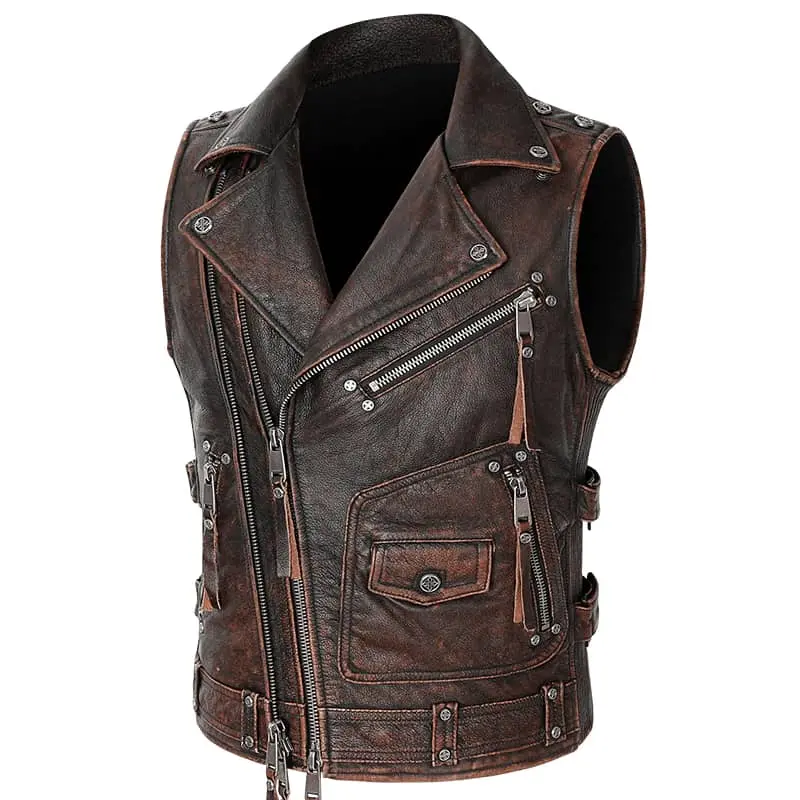 Gilet cuir biker - Ride free