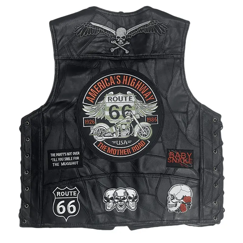 Gilet cuir homme biker - Route 66 Legend