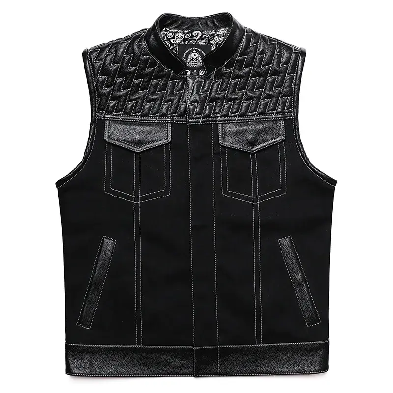 Gilet SOA cuir et tissu pour biker