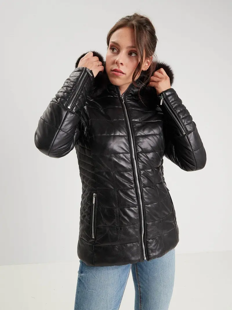 Helena fur - Doudoune cuir femme