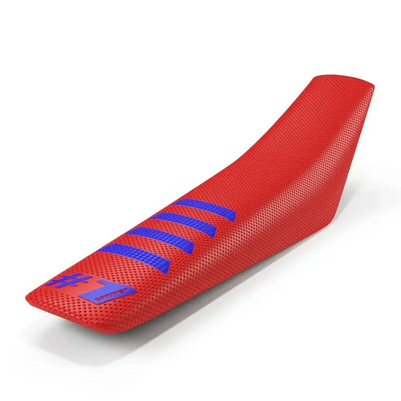 Housse de Selle ONE Ribbed Gripper Rouge Bande Bleue