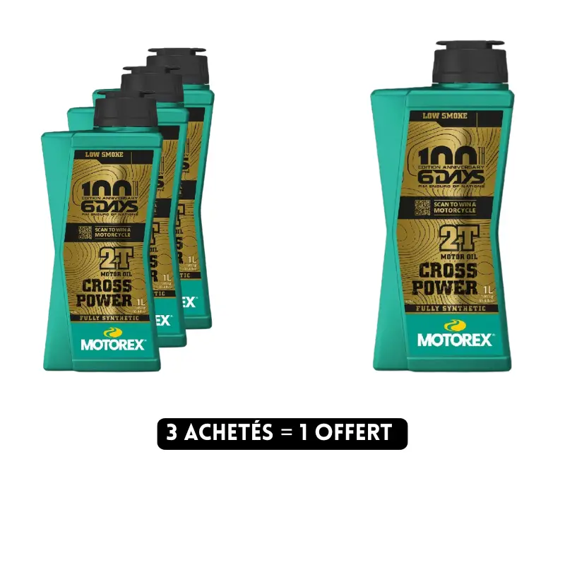 Huile 2 Temps Motorex Cross Power 2T Offre 3+1 Gratuit