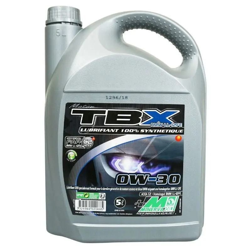 HUILE MOTEUR 4 TEMPS MINERVA MAXISCOOTER/MOTO TBX 0W30 (100% SYNTHESE) (PRECONISE POUR PIAGGIO 125 MEDLEY) (5L)