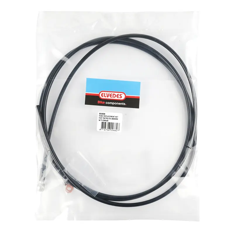 Kit Durite De Remplacement Elvedes Pour Frein Hydraulique Tektro - Trp Noir Diam 5 mm L 2000 mm (Inclus Banjo)