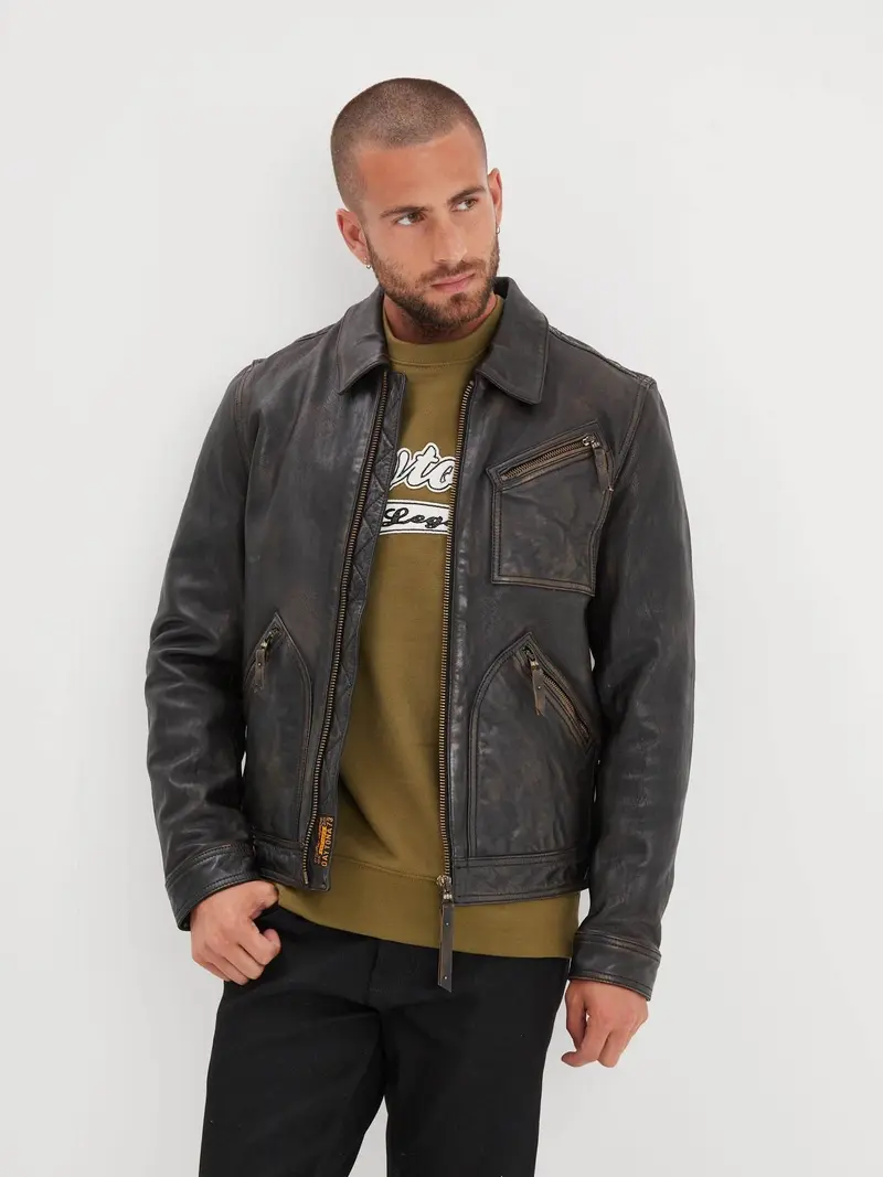 Lovel - Blouson cuir vintage homme