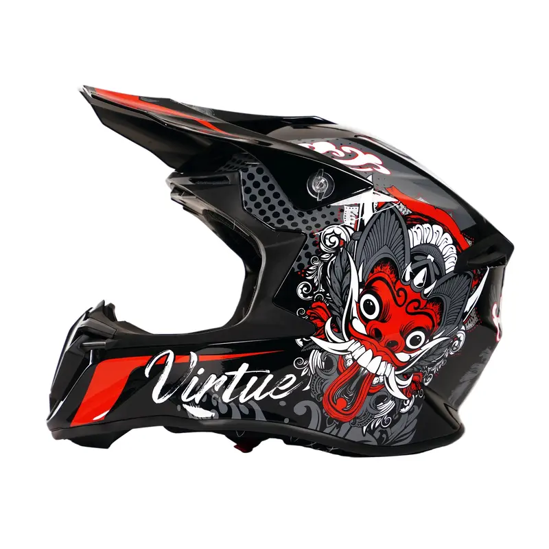 Luna - Casque moto cross noir et rouge