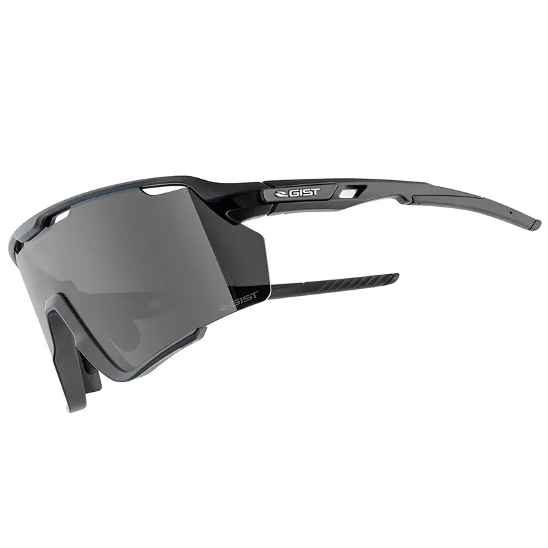 Lunettes Vélo Adulte Gist Nova Monture Noir Verre Fume Polycarbonate (Protection 100% Contre Uva, Uvb, Uvc Et Lumière Bleue) Compatible Clip Verres Correcteurs Ref 225388