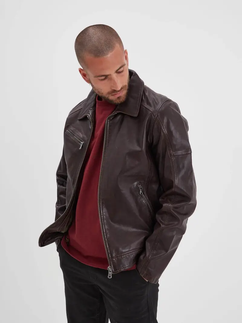 Mick - Blouson cuir rétro homme