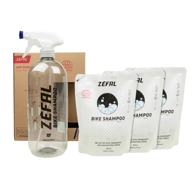Nettoyant Vélo Zefal Bike Shampoo (Kit Comprenant 1 Pulverisateur-Vaporisateur 1L Type Aerosol Et X3 Eco Recharge 300Ml) Label Ecocert Ecodetergent