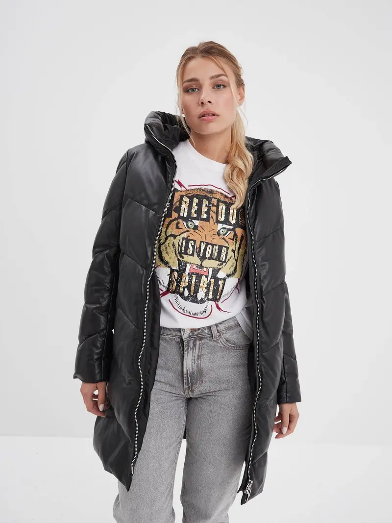 Olgar - Doudoune cuir femme