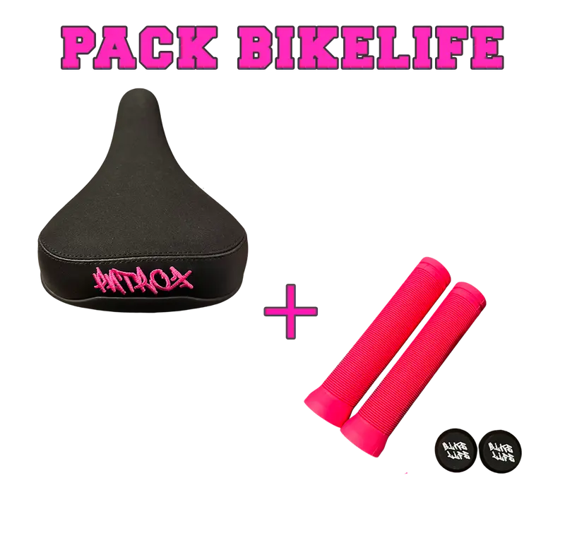 PACK BIKELIFE Patrox – Poignées 145 mm + Selle Patrox Rose
