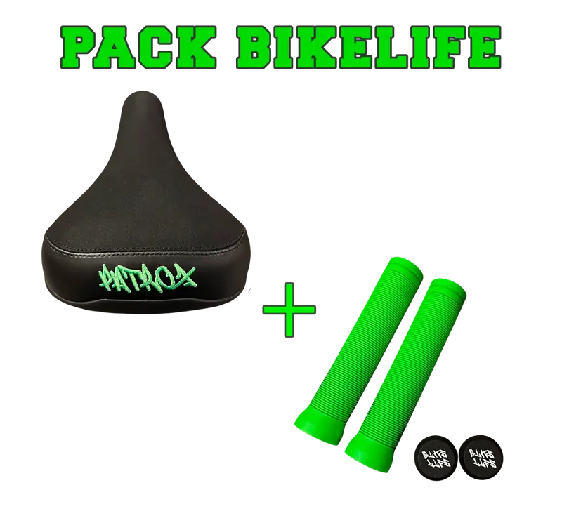 PACK BIKELIFE Patrox – Poignées 145 mm + Selle Patrox Vert