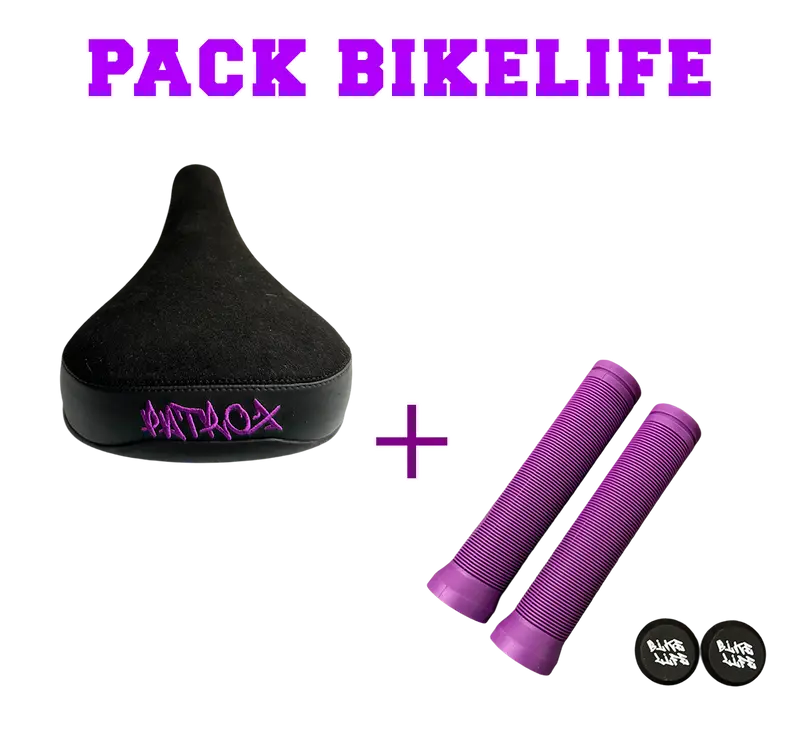 PACK BIKELIFE Patrox – Poignées 145 mm + Selle Patrox Violet