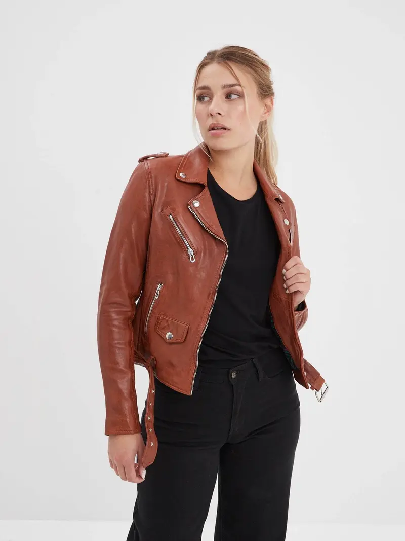 Paula - Blouson biker cuir femme