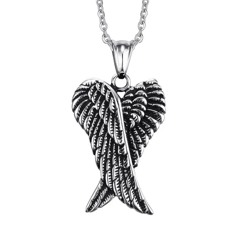 Pendentif moto - Ailes de biker (Avec chaine)